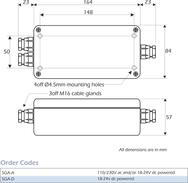 sga external amplifier dimensions